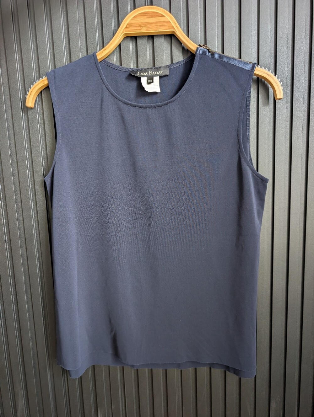 Lida Baday navy blue sleeveless Blouse with a zipper detail
